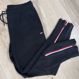 Tommy Hilfiger Black Joggers with Red and White Stripe size L